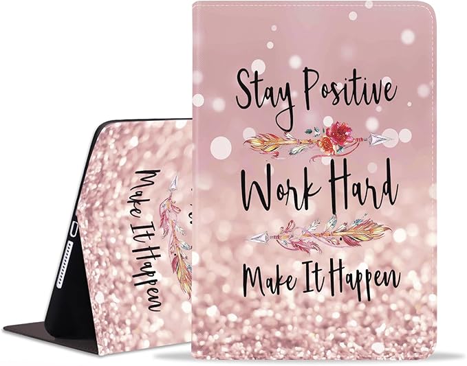 Case for iPad (A16) 11th Gen 11 Inch 2025, iPad 10th Gen 10.9 Inch 2022, Slim PU Leather Folding Stand Smart Cover with Auto Sleep/Wake, Stay Positive Work Hard and Make It Happen Inspirational Quote