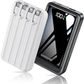 2026 2-Pack 10000mAh Portable Charger with Built in 4 Cables, PD 20W Travel Essentials Battery Pack, 5 Outputs 2 Inputs Slim Power Bank for iPhone 17/16/15/14, Samsung Galaxy S23/22, Pixel etc