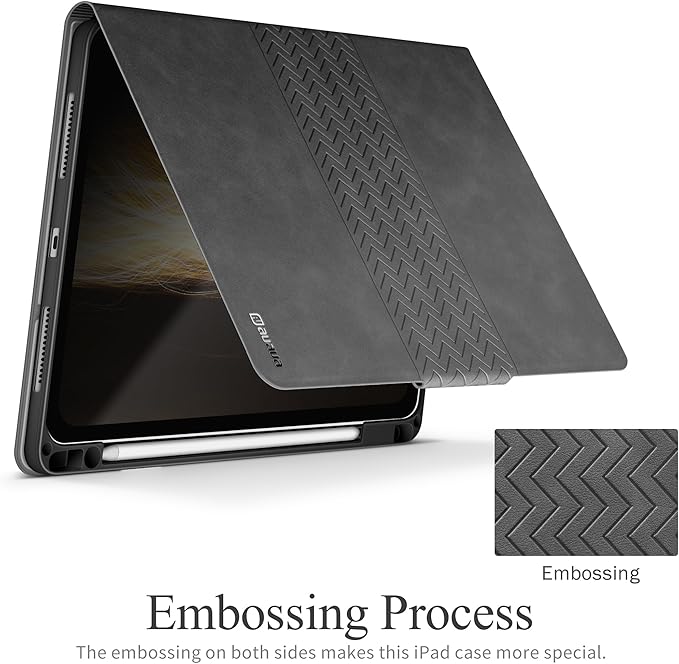 auaua Case for iPad Pro 13 Inch (M5/M4) 2025/2024, PU Leather Case with Pencil Holder, Supports Pencil Pro and Pencil(USB-C), Adjustable Angles, Auto Sleep/Wake (Grey)