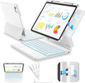 SIBEITU Keyboard Case for iPad 11th Gen (A16 2025) & 10th Gen 10.9" (2022), Floating Magnetic Stand with Removable Protective Case, Precision Trackpad, Backlit Keyboard, Smart Contact Connector, White