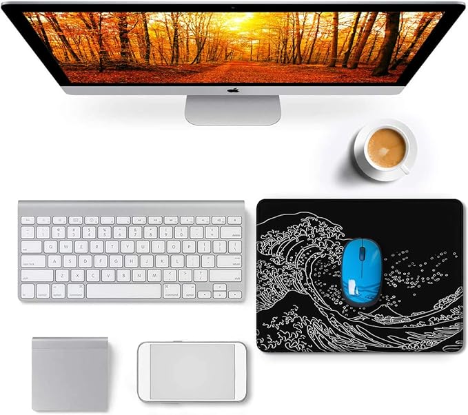 Mouse Pad, Large Gaming Mouse Pad with Double Stitched Edges, 14.9 x 11.7 inches Premium-Textured & Waterproof Mousepad, Nonslip Natural Rubber Base Mouse pad for Laptop,Computer, Office, Wave
