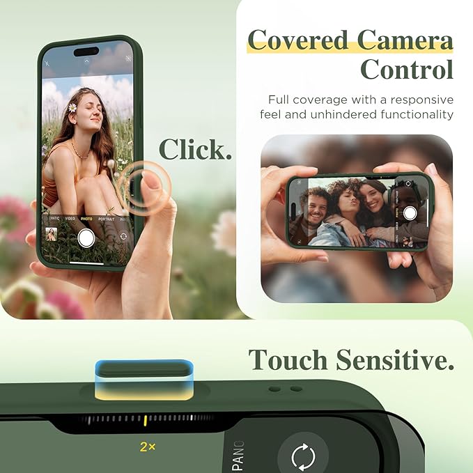 GVIEWIN for iPhone 16 Pro Max Case Compatible with MagSafe, [Military Grade Protection] [Screen Protector] Full Camera Protection Floral Translucent Women Magnetic Phone Case, Aquilegia/Forest Green
