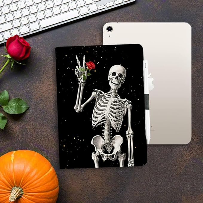 Vimorco for iPad Air 11 Inch Case M3/M2 2025/2024, for iPad Air 5th/4th Generation Cover 10.9-inch, for iPad Pro 11 Inch Case 4th/3rd/2nd/1st Generation Pencil Holder/Hand Strap/Pocket, Skull Rose