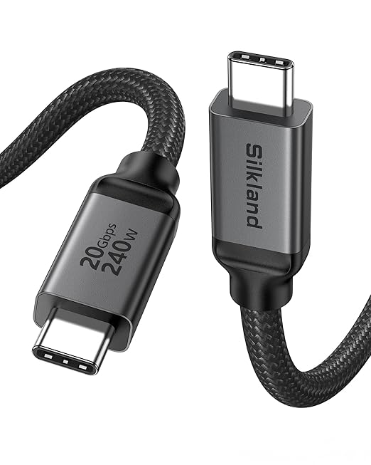 Silkland USB 4 Cable Long for Thunderbolt 4 Cable 16.5FT/5M, 20Gbps Data Sync, 5K/4K@60Hz, 240W Charging, USB C Thunderbolt Cable, Compatible for MacBook, Monitor, Dock, iPhone 17, VR Headset, Camera