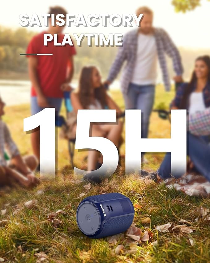 NOTABRICK Bluetooth Speakers, Portable Wireless Speaker with 15W Stereo Sound, IPX6 Waterproof Shower Speaker, Dual Pairs, Portable Speaker for Party Beach Camping