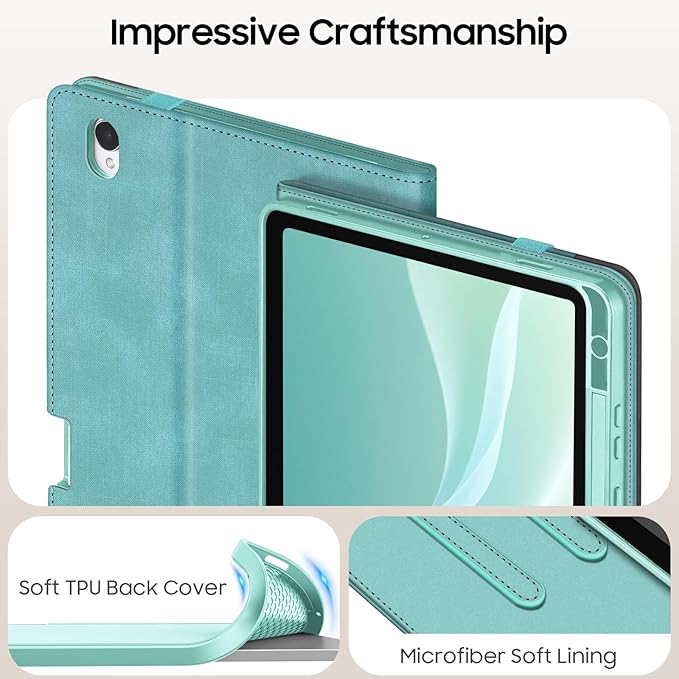 Fintie Case for Samsung Galaxy Tab S11 5G 11 Inch 2025 Model (SM-X730/X736B) with S Pen Holder, Multi-Angle Viewing Soft TPU Back Cover with Pocket, Auto Wake/Sleep, Turquoise