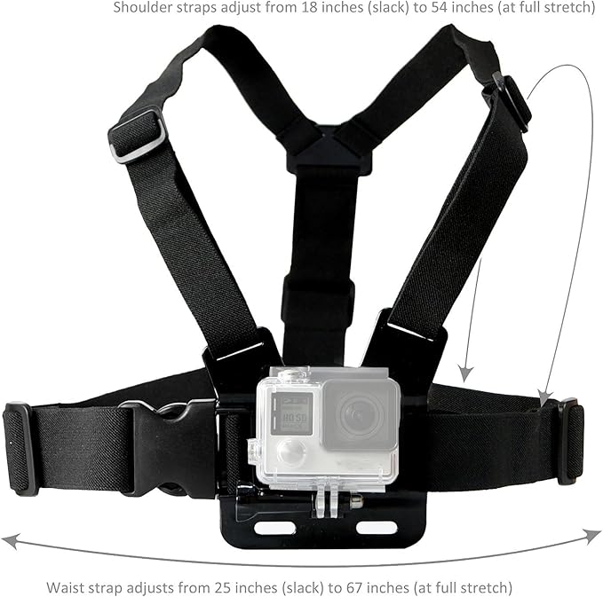 Chest Harness Mount Strap Compatible with Gopro Hero 13 12 11 10 9 8 7,AKASO EK7000 Brave 4 7,DJI Osmo,ODDV,Dragon Touch,WOLFANG,Camlance,Icefox Action Camera Accessories,Adjustable Chesty Body Mount