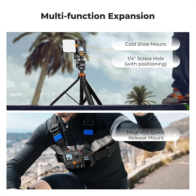 K&F CONCEPT Aluminum Alloy Camera Cage Compatible with DJI Osmo Action 6 Camera Accessories, Protective Cage Expansion Frame Case with Cold Shoe Mount | 1/4" Screw Adapter for Tripod, Selfie Stick