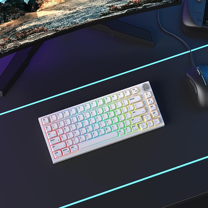 Guffercty kred 128 Keys XDA Profile Minimalist White Keycaps 75 Percent Dye-sub PBT Keyboard Caps for MAC 60% 65% 75% 96% Mechanical Keyboard (Minimalist-A English Keycaps)