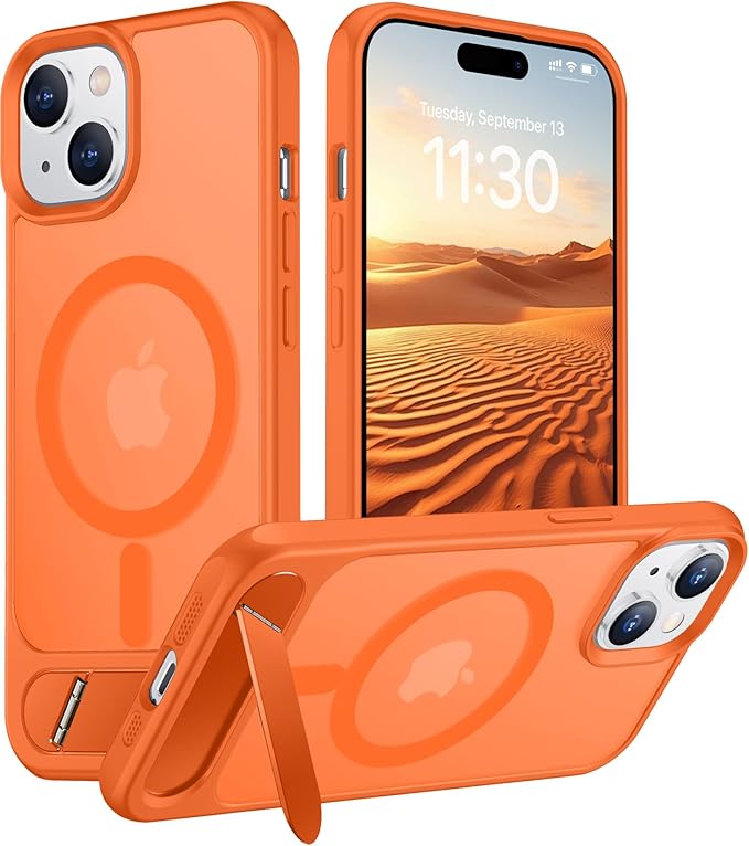 Magnetic Compatible with iPhone 15 Case, [Built-in Invisible Kickstand][Compatible with MagSafe] [Military Grade Shockproof] Slim Translucent Matte Phone Case for iPhone 15 6.1"
