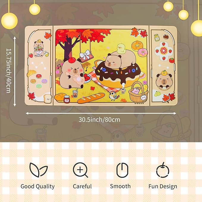 PERFECTSIGHT Cute Capybara Desk Pad Kawaii Desk Mat, Large Gaming Mouse Pad, Funny Deskmat Mousepad, Laptop Keyboard Pad Office Home Decor for Women Girls, Brown