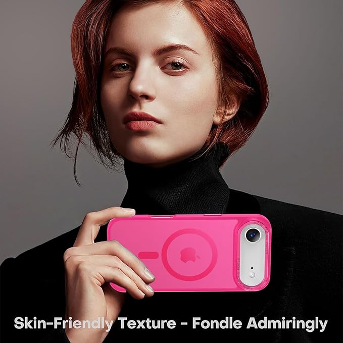 Newfuture Magnetic for iPhone Air Case [Compatible with Magsafe] [Military Grade Drop Protection] Translucent Matte Anti-Scratch Shockproof Protective Phone Cover 6.5 Inch, Hot Pink