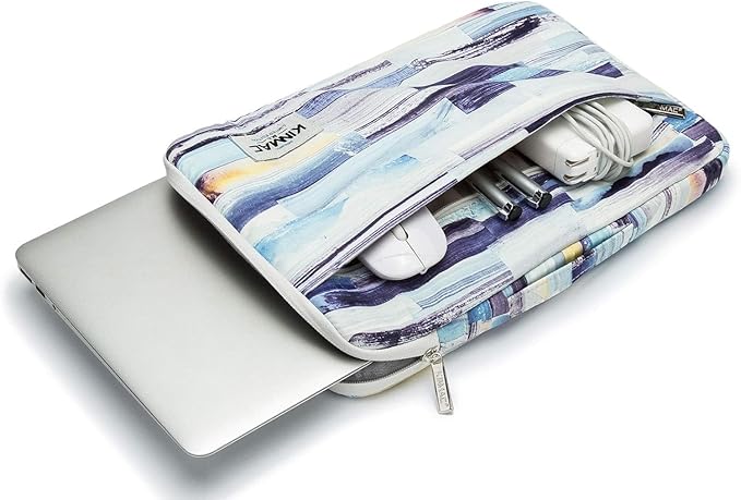 Kinmac 360° Protective Laptop Sleeve Case with Pockets, Color Stripe Pattern, Padded Cover with Handle (15 inch-15.6 inch)