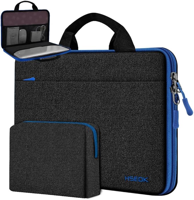 Hseok 13 14 inch Laptop Case Sleeve with Small Case,TSA Computer Handbag Compatible with MacBook Neo/Pro 14 M5/M4/M3/M2/M1,All Models 13.3" MacBook Air/Pro,XPS 13/14,Most 13-14 Notebooks,Black-Blue