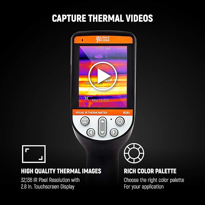 PerfectPrime IR281 / IR0281, Infrared (IR) Thermal Imager & Visible Light Camera/Video Record 32,136 Pixels & Temperature Range from -40 to 626°F