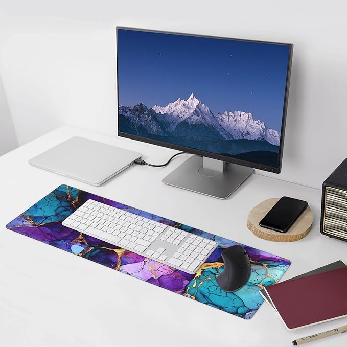 Marble Mouse Pad Extended Large Gaming Mouse Pad XL Stitched Edges for Gamer Home Office 31.5 X 11.8 Inch