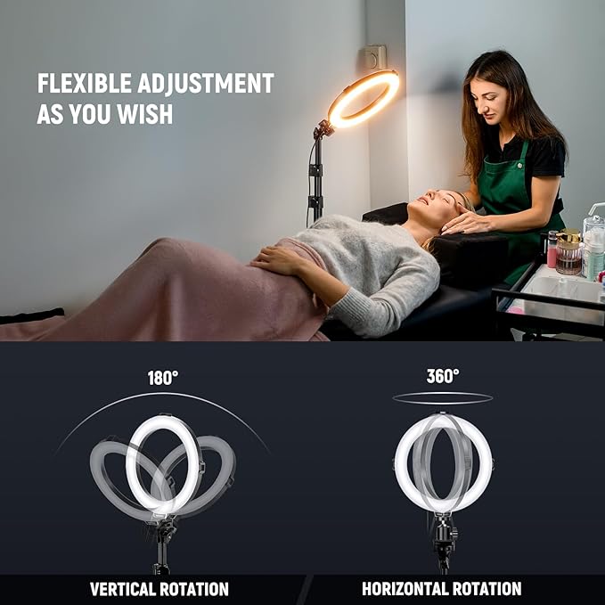 NEEWER Basics 8" RGB LED Ring Light with Tripod Stand, 7 Modes/3200-6500K/10 Dimming Levels, Phone Holder Selfie Ringlight Lighting for iPhone TikTok Vlog Makeup Video Recording Streaming, R08