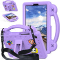 AKABEILA Compatible with Lenovo Tab One 2025 8.7 inch Tablet Case, Kids Friendly Universal Lightweight Shockproof Protective Case with Shoulder Strap & Stand Handle Light Purple