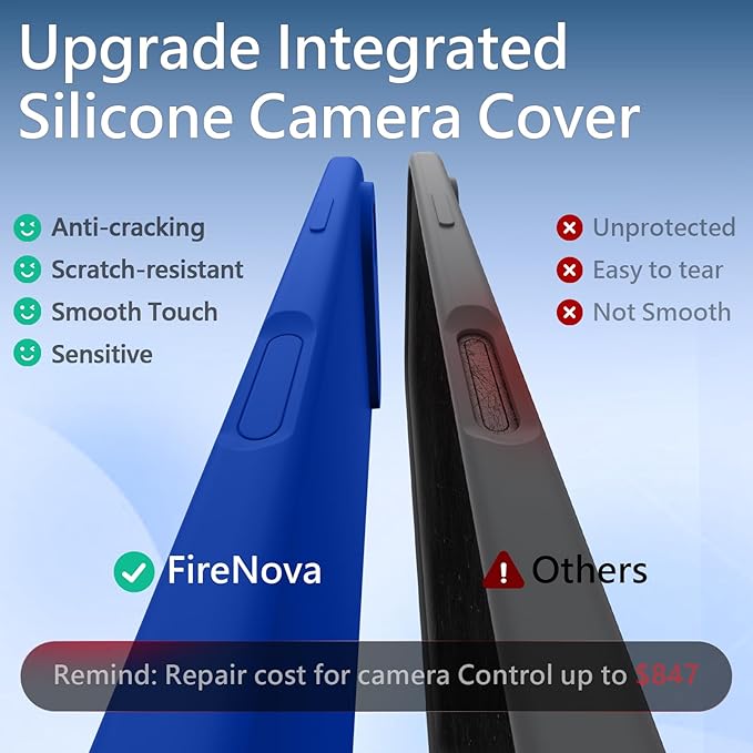 FireNova Magnetic for iPhone Air Case, Compatible with MagSafe, [Integrated Silicone Camera Control Button] [Camera Protection] Microfiber Lining Phone Case for iPhone 17 Air, 6.5", Klein Blue