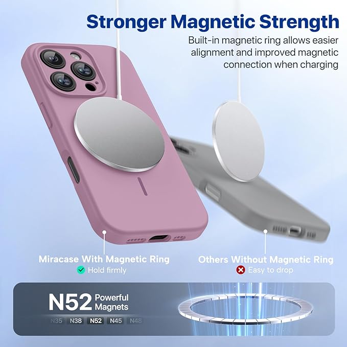 Miracase Magnetic for iPhone 16 Pro Case, [Soft Anti-Scratch Microfiber Lining], Compatible with MagSafe, Liquid Silicone Case Shockproof Drop Protection Phone Case for 16 Pro,Blackcurrant