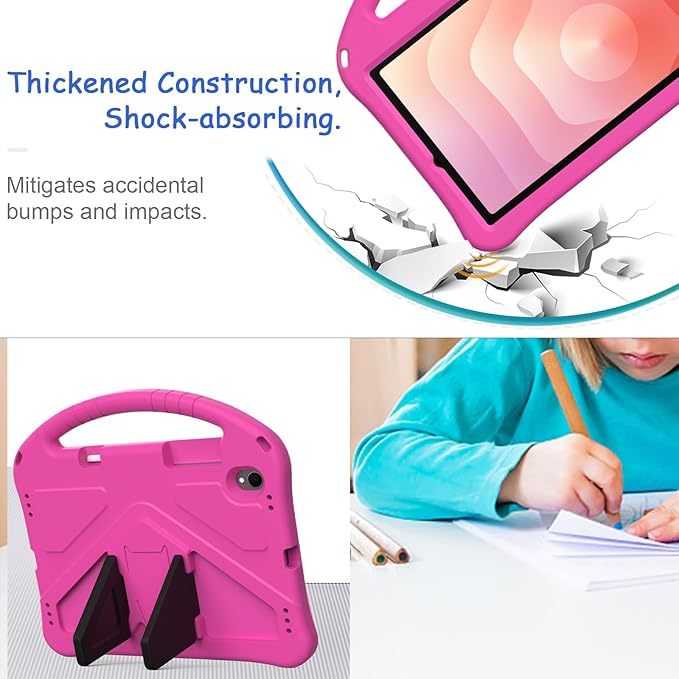 Kids Case for Samsung Galaxy Tab S11 2025 11" Tablet, Techcircle Light Weight Shock Proof EVA Foam Handle Rugged Stand Protective Case, Rose