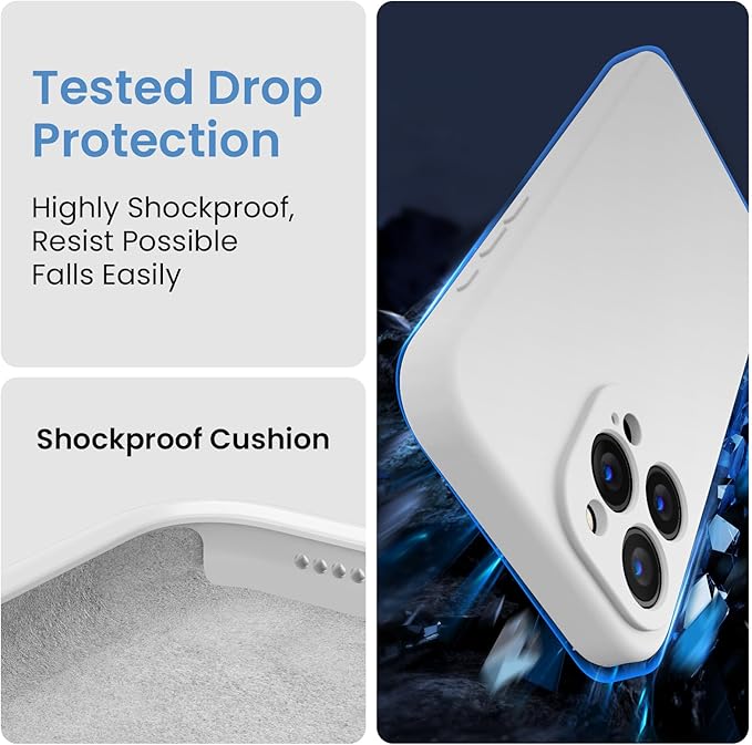 FireNova Designed for iPhone 16 Pro Max Case, Silicone Upgraded [Camera Protection] Phone Case, Soft Anti-Scratch Microfiber Lining Inside, 2024, White