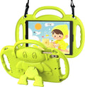 Kids Case for iPad 5th/6th Generation (9.7 inch, 2017/2018) & iPad Air 1/2 9.7" & Pro 9.7, Durable Shockproof Lightweight Kids Cover with Shoulder Strap/Handle/Kickstand, Light Yellow