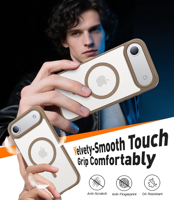 Magnetic for iPhone Air Case 2025,[Anti-Slip][Compatible with MagSafe][Military Grade Drop Protection] Shockproof Protective Translucent Matte Phone Case for iPhone 17 Air Case,Brown