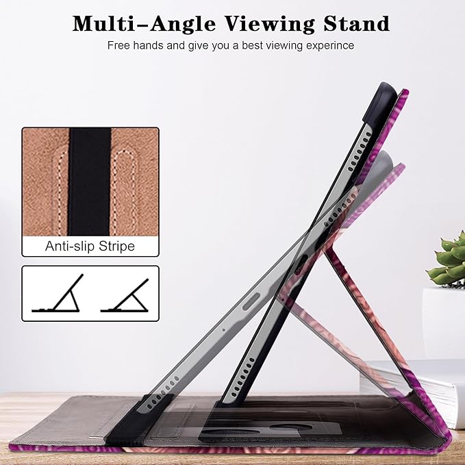 Case for iPad Pro 11 inch Case (M5/M4) 2025/2024, Premium Leather Folio Stand Cover with Auto Wake/Sleep, Pencil Holder and Card Slots - Colorful Butterfly