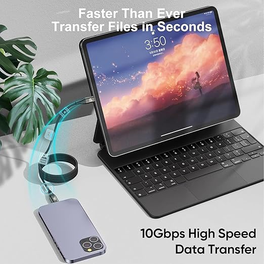20 FT USB C Cable Long USB C 3.2 Gen 2 Cord 20FT, Full-Featured USBC to C Fast Charging/Monitor Video/Data Cable(4K@60Hz,100W, 10Gbps) for USB‑C Hub VR,iPhone 17-15 PM,Sam-sung,MacBook Pro,Camera-6M