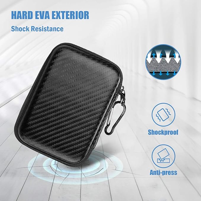 ProCase Hard Drive Case for Canvio Basics Western Digital WD Elements My Passport Seagate Portable Backup Plus Slim 1TB 2TB 3TB 4TB USB 3.0, 2.5”, Samsung T9 Portable External Hard Drive Case -Twill