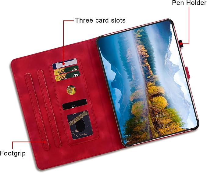 Case for iPad Air 3rd Generation 2019 / iPad Pro 10.5 Inch 2017, Auto Wake/Sleep Supports Pencil Holder Magnetic Clasp Stand Cover, Red