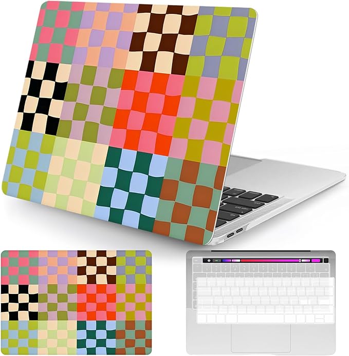 Seorsok Compatible with MacBook Pro 13 inch Case M2 2023,2022,2021-2016 A2338 M1 A2251 A2289 A2159 A1989 A1708 A1706,Cute Color Grids Plastic Hard Shell Case with Keyboard Cover,Retro Checkered
