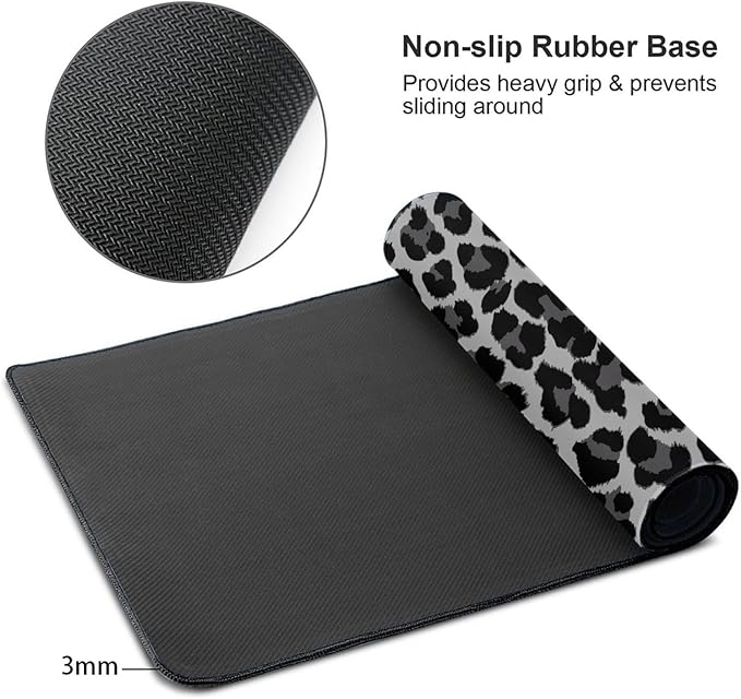 Leopard Skin Pattern Large Extended Mouse Pads XL Mousepad with Stitched Edges Non-Slip Rubber Base Computer Keyboard Pad Desk Mat for Home Office Desk Decor, 29.5" X 15.8"
