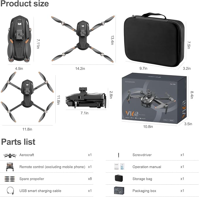V168 4K UHD Drone with GPS Return, 90° Adjustable Camera, 5G HD Transmission, 30 Min Flight, 3000M Range, Obstacle Avoidance, Brushless Motor, Follow Me & Waypoint Fly
