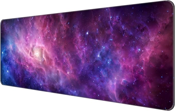 Thin Extended Gaming Mouse Pad （31.5 * 11.8 * 0.08 inch） with Stitched Edges Large Mousepad Long XXL Keyboard and Mouse pad Desk Mat for Gaming Office & Home - Galaxy Nebula
