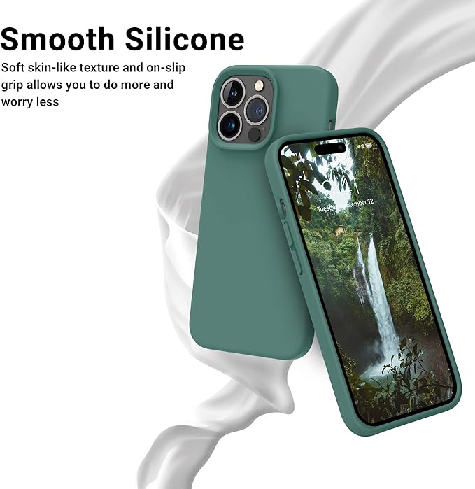 OTOFLY Designed for iPhone 14 Pro Case, Silicone Shockproof Slim Thin Phone Case for iPhone 14 Pro 6.1 inch (Pine Green)
