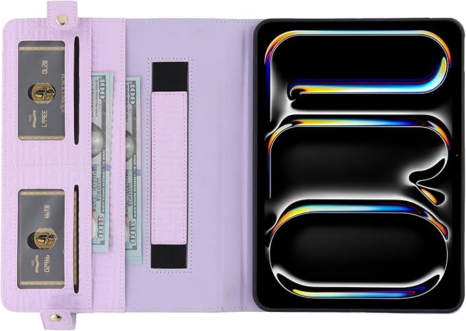 Handbag Case for iPad 9th/8th/7th Gen 10.2", iPad Air 3 2019/iPad Pro 10.5 Case, Techcircle Elegant Crossbody Folio Stand Wallet Case w/Pencil Holder, Card Slots, Hand Strap, Shoulder Strap, Lavender