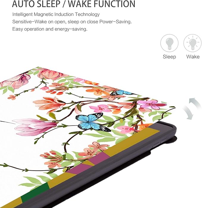 for iPad 9th Generation Case, iPad 8th Generation case, ipad 7th Generation case, iPad Case 9th Generation 10.2 Inch Women Girls Multi-Angle View Adjustable Stand Auto Wake/Sleep, Flower Hummingbird