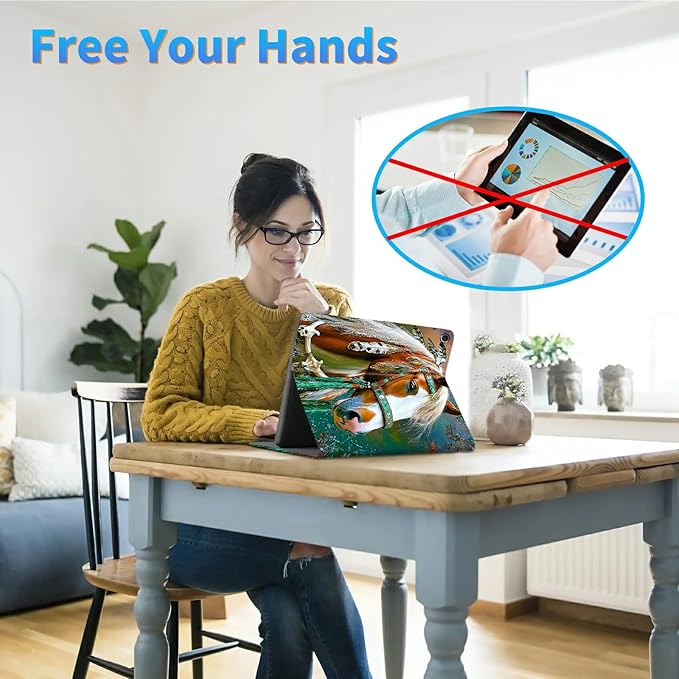 for Amazon Kindle Fire Max 11 (13th Generation, 2023 Release) 11" Tablet Case, Slim Kickstand Stand Leather Smart Cover with Auto Wake/Sleep, Feathered Horse