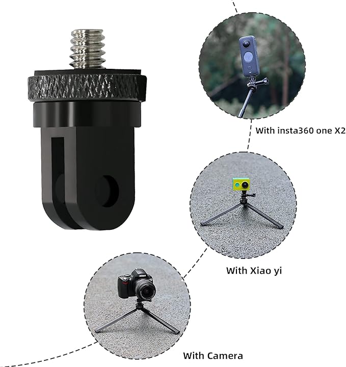 1/4 Inch Aluminum Metal Camera Mount Adapter, Conversion Camera Tripod Mount Compatible with GoPro Hero 13/12/11/10/9/8 Black,DJI Action 6/5 Pro/4/3 and More Action Cameras 1/4 Accessories（2 Packs）