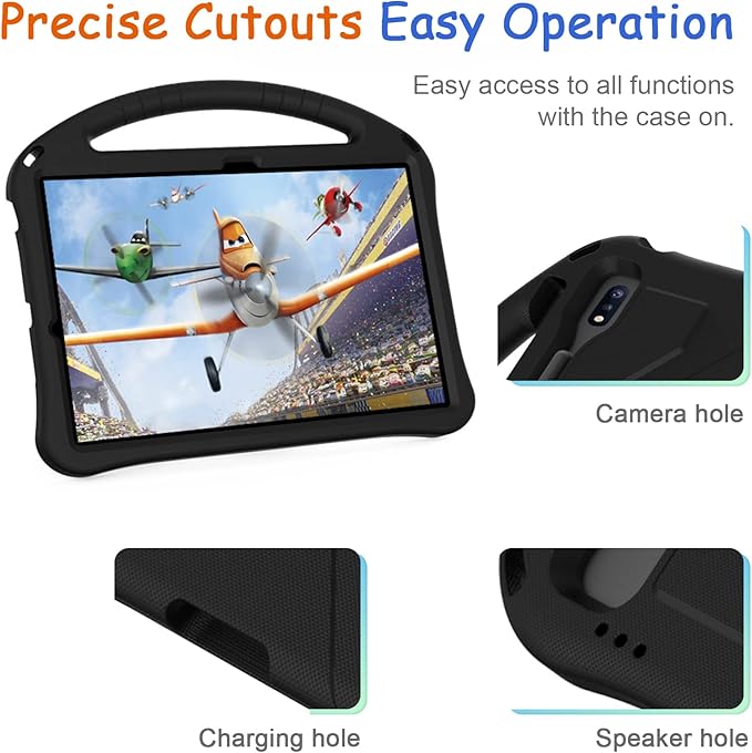 Kids Case for Samsung Galaxy Tab S10 Lite/S10 FE/S9 FE 10.9"/Tab S9/S8/S7 11", Techcircle Light Weight Shock Proof EVA Foam Handle Rugged Stand Protective Case, Black
