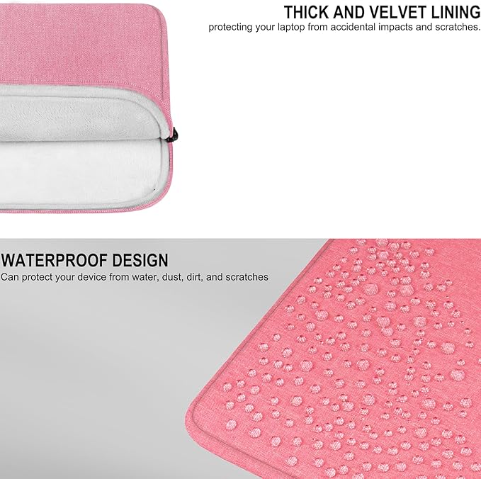 Laptop Case 14 Inch, Shockproof Protective Traveling Computer Bag, Water Resistant Portable Laptop Sleeve Compatible for Lenovo, HP, Dell, Asus, MacBook Air/Pro, Pink