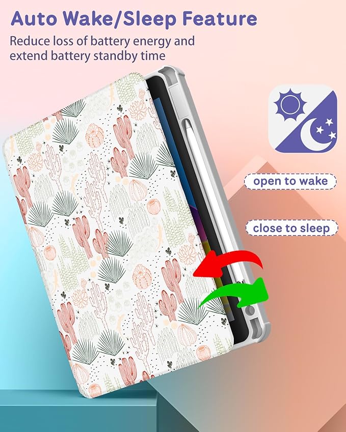 Uppuppy for iPad Air 11 inch Case, Air 5th/4th Generation 10.9, Pro 11'' Case Women Girls for Apple Pencil Holder Cute Plants Rotating Folio Cover for iPad Air 11 2024 (M2), 10.9 2022 2020, Pro 11