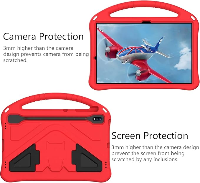Kids Case for Samsung Galaxy Tab S10+/S9+/S8+/S7 FE/S7+/S9 FE+ 12.4", Techcircle Light Weight Shock Proof EVA Foam Handle Rugged Stand Protective Case for Galaxy Tab S9 FE Plus/S10 Plus 2024, Red