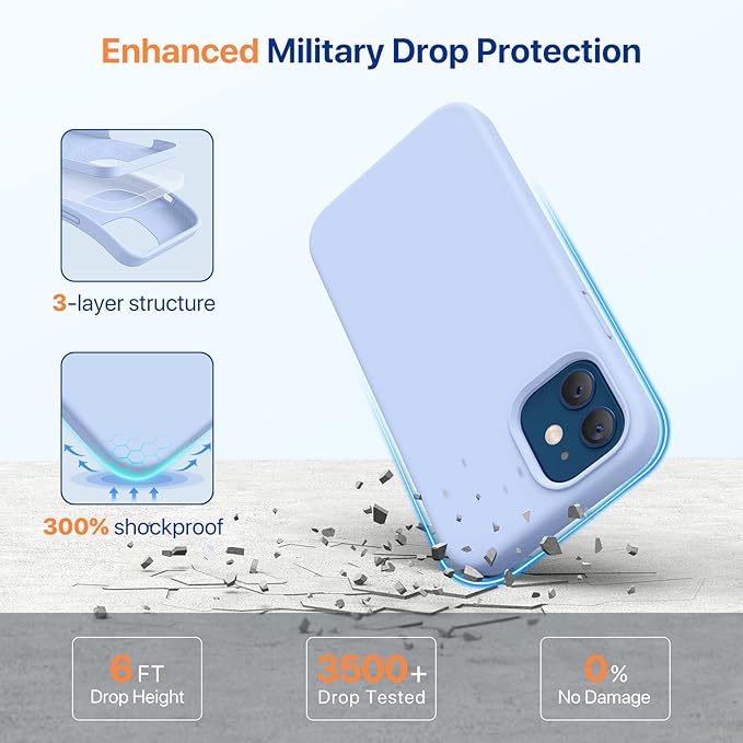 Miracase Compatible with iPhone 12 Case and iPhone 12 Pro Case, Liquid Silicone Gel Rubber Full Body Protection Shockproof Drop Protection Phone Case for iPhone 12/12 Pro 6.1 inch, Clove Purple