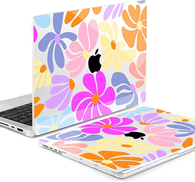 DONGKE Case for MacBook Pro 14 Inch (2026-2021 Release, M5 M4 M3 M2 M1 Pro/Max Chip), Plastic Slim Hard Shell Protective Cover with Keyboard Cover & Screen Protector, Power Florals