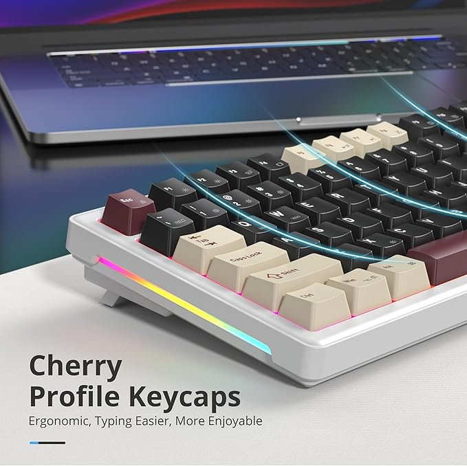 75% Black Creamy Mechanical Keyboard Wired, Creamy Sound Gasket Gaming Thocky Keyboard with Knob, Hot Swappable RGB Custom Keyboard, Pre-lubed Cream Switch Keyboard (82 Roman)