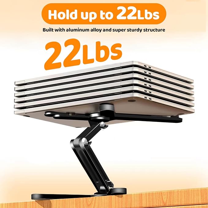 Moallia Laptop Stand with 360 Rotating Base, Computer Notebook Laptop Riser Metal Holder for Desk Collaborative Work, Fully Foldable for Easy Storage, Fits All MacBook, Laptops up to 16 inches, Black
