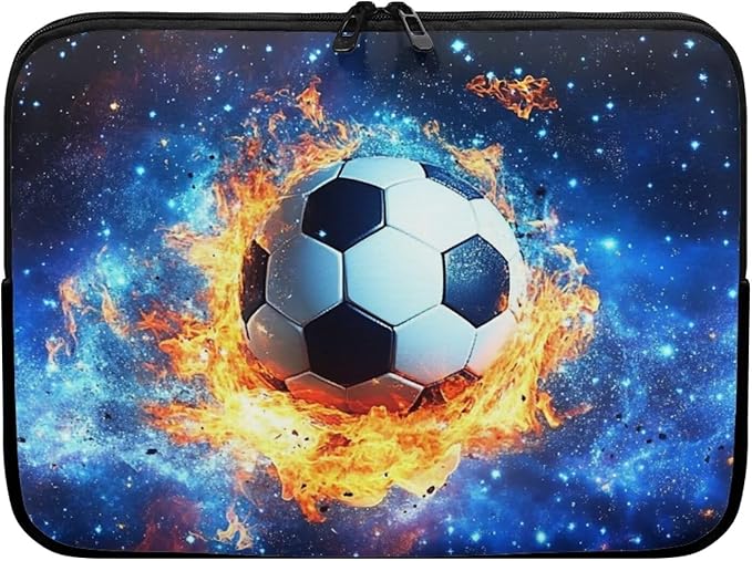 Football Laptop Sleeve for Men 13inch Lap Top Case Portable Laptop Accessories with Versatile Uses Computer Sleeve Laptop Pouch Water Flame Briefcase Blue